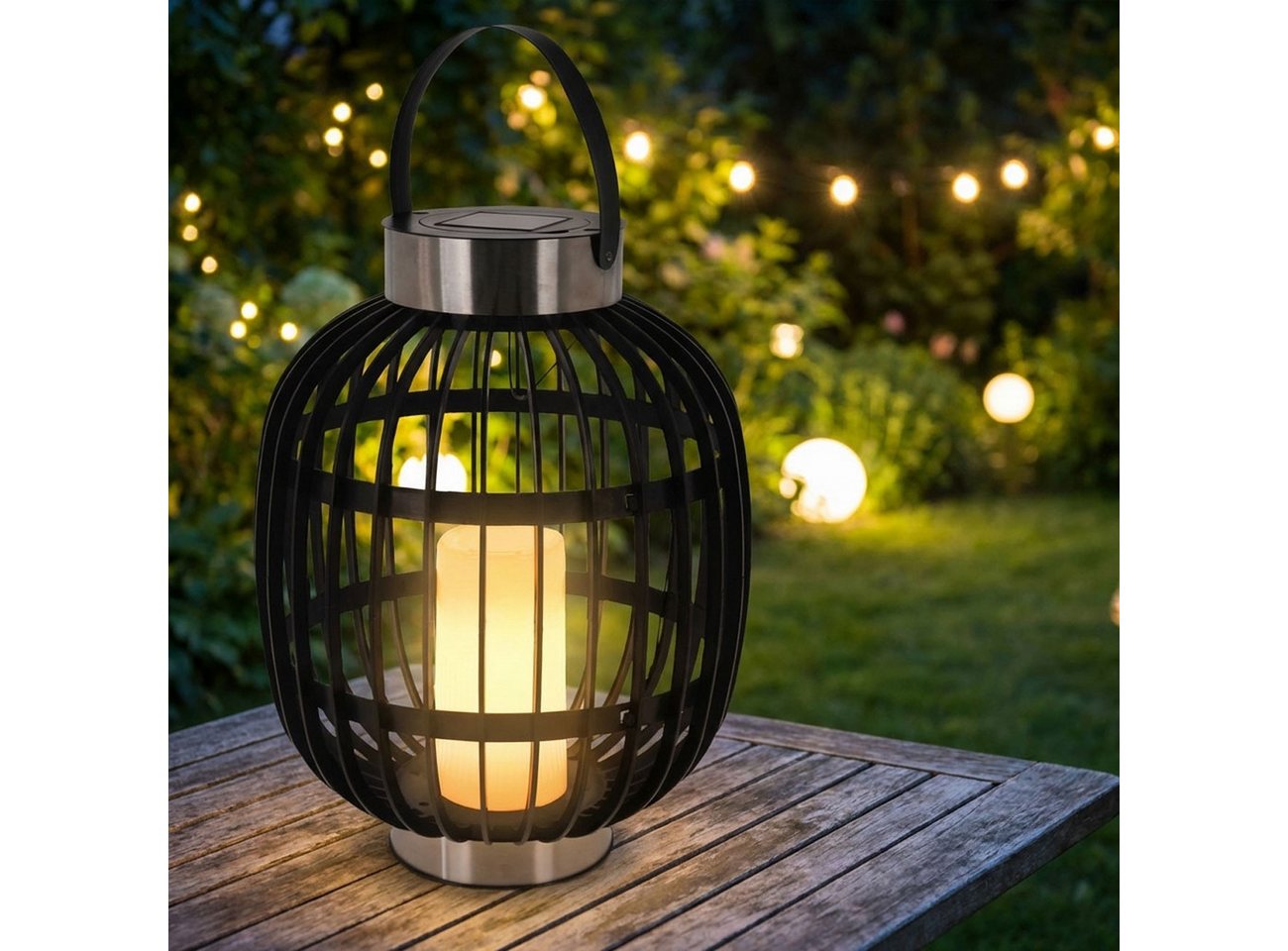 H&S Collection LED Solarleuchte H & S Collection Solar-Gartenlaterne Rattan-Optik (35x45cm), Spendet ein warm-weisses, angenehmes Licht Bild 4