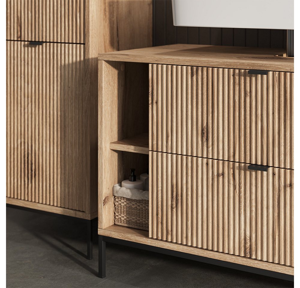 Vicco Badmöbel-Set Eliza, Viking Oak, 5 Teile, (5-St., 5er Set)