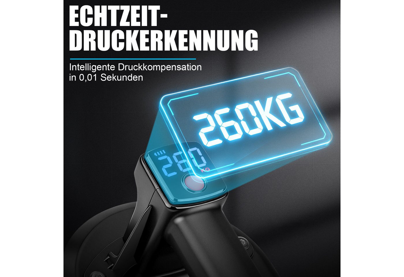 XIIW Saugheber 2X 24cm Elektrischer Fliesenheber Fliesen Marmor Akku LCD Plattenhebe, max. 260 kg Traglast, Auto-Nachsauge, 4X 3000mAh Akku, -], LCD Anzeige Bild 5