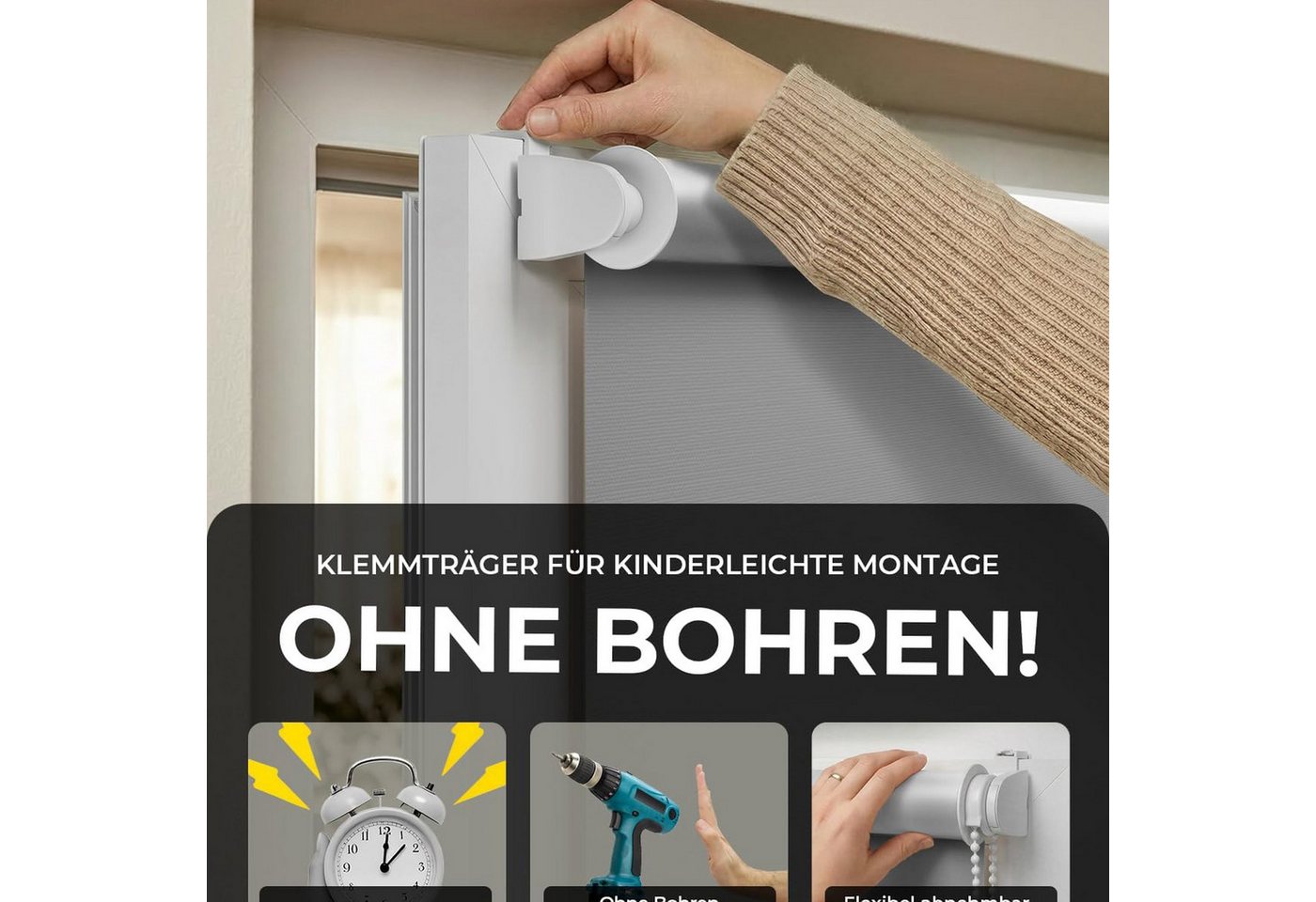 Verdunklungsrollo Klemmfix Tenebra Verdunkelungsrollo-Thermorollo, 55 x 160 cm, grau, Victoria M., blickdicht, ohne Bohren, in Führungsschienen, Klemmfix, Thermo – Isolierung, Mit Magnet Bild 3