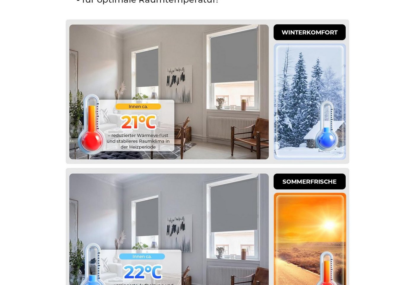Verdunklungsrollo Klemmfix Tenebra Verdunkelungsrollo-Thermorollo, 55 x 160 cm, grau, Victoria M., blickdicht, ohne Bohren, in Führungsschienen, Klemmfix, Thermo – Isolierung, Mit Magnet Bild 5