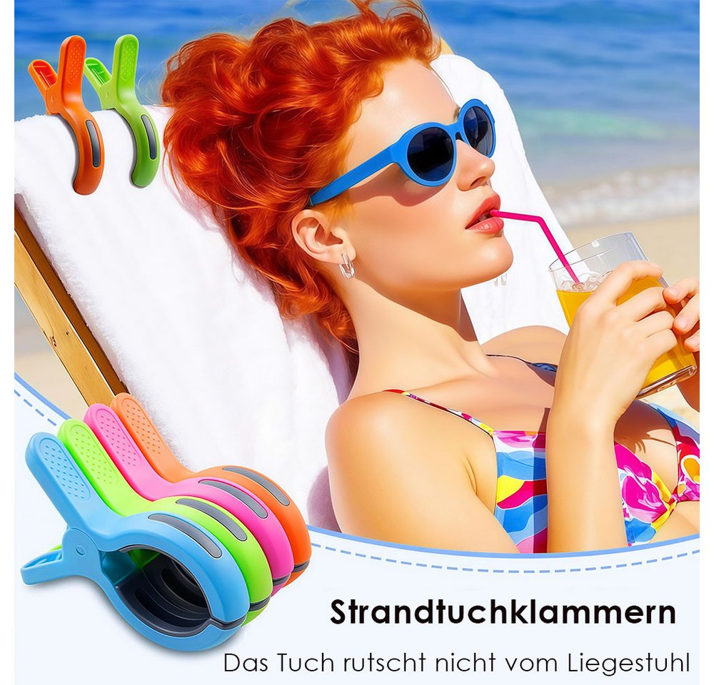 AFKSMILE Sturmwäscheklammern 8 Stück Handtuchklammern mit Gummipolster, Schont die Kleidung, Winddichte Strandtuch Klammern für Strandliegen,Kleidung, Badetuch Bild 4
