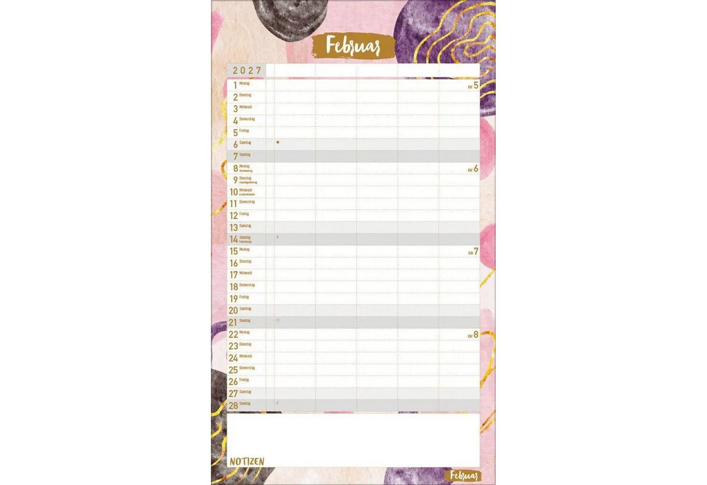Korsch Verlag Wandkalender Familienplaner Metallic Glam 2027