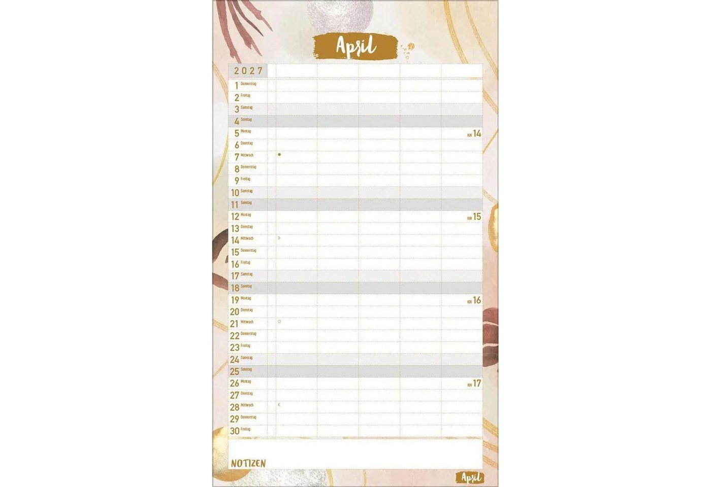Korsch Verlag Wandkalender Familienplaner Metallic Glam 2027 Bild 2