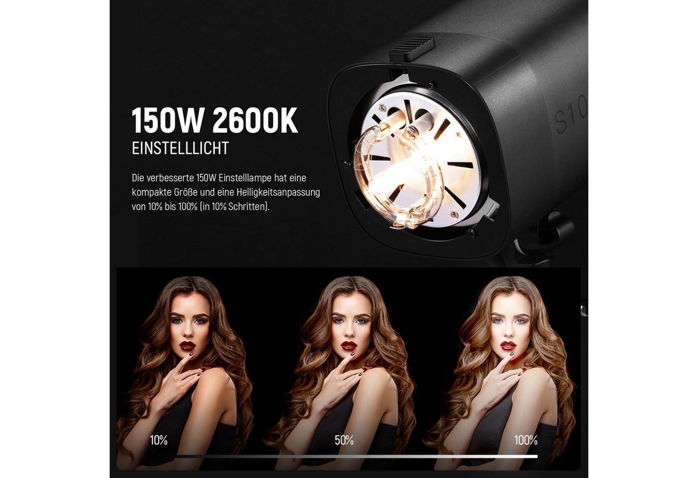 Neewer Studioleuchte S101-300W PRO 600Ws Studio Monolight Strobe Flash Set 2-Pack, 5600K Blitzlicht Studio Kit, mit 2,4G Auslöser Bowens Mount Softboxen Bild 5
