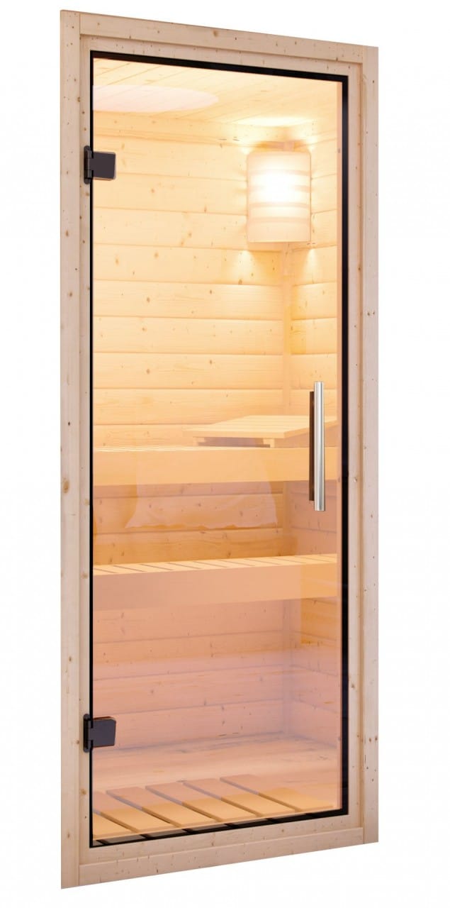 KARIBU Saunatür, transparent|natur, geeignet für: Wandstärken von 38 oder 40 mm, transparent|natur