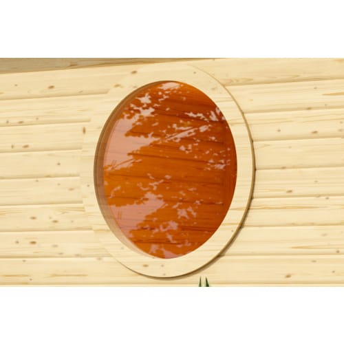 KARIBU Saunafenster, BxHxT: 84 x 84 x 3,8 cm, Rund, Klarglas, natur, für Wandstärke: 38 mm - beige