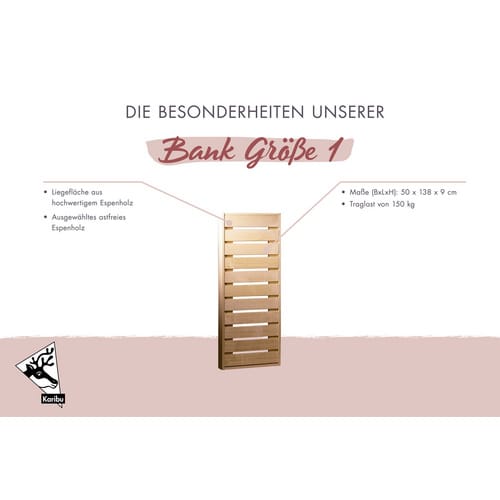 KARIBU Saunabank, natur, geeignet für: Karibu Saunen, natur - beige