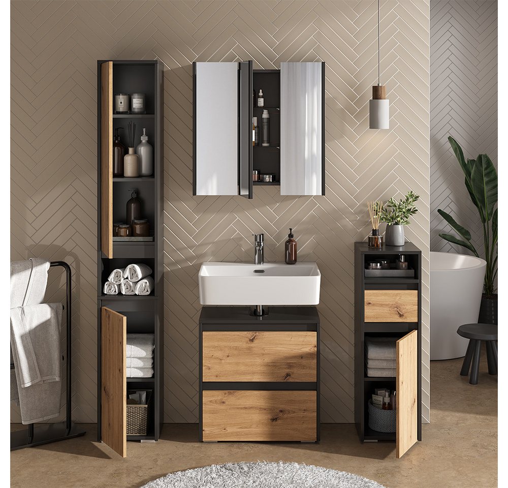 Vicco Badezimmerspiegelschrank Majest, Anthrazit, 67.4 x 68 cm mit 3 Spiegeltüren (1-St) Bild 4