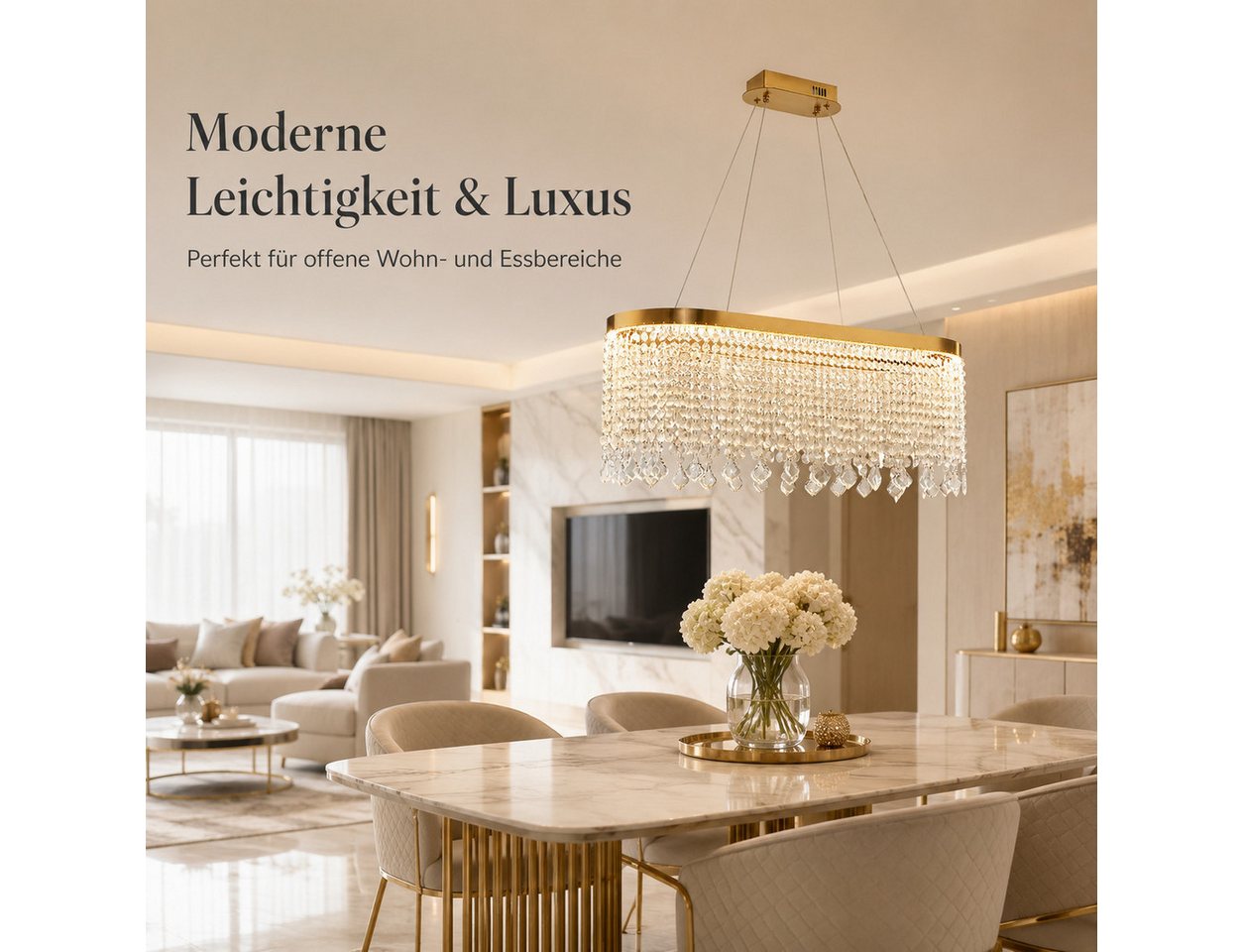 OYLCDI Deckenleuchten LED Deckenlampe 6 Rahmen,Dimmbar mit Fernbedienung für Wohnzimmer, LED fest integriert, 70W 3000-6500k, goldene Hängelampe mit Fernbedienung und App, für Esstisch Wohnzimmer, Wohnzimmer-Leuchte Deckenlampe, Hängeleuchte, Hängelampe Bild 3