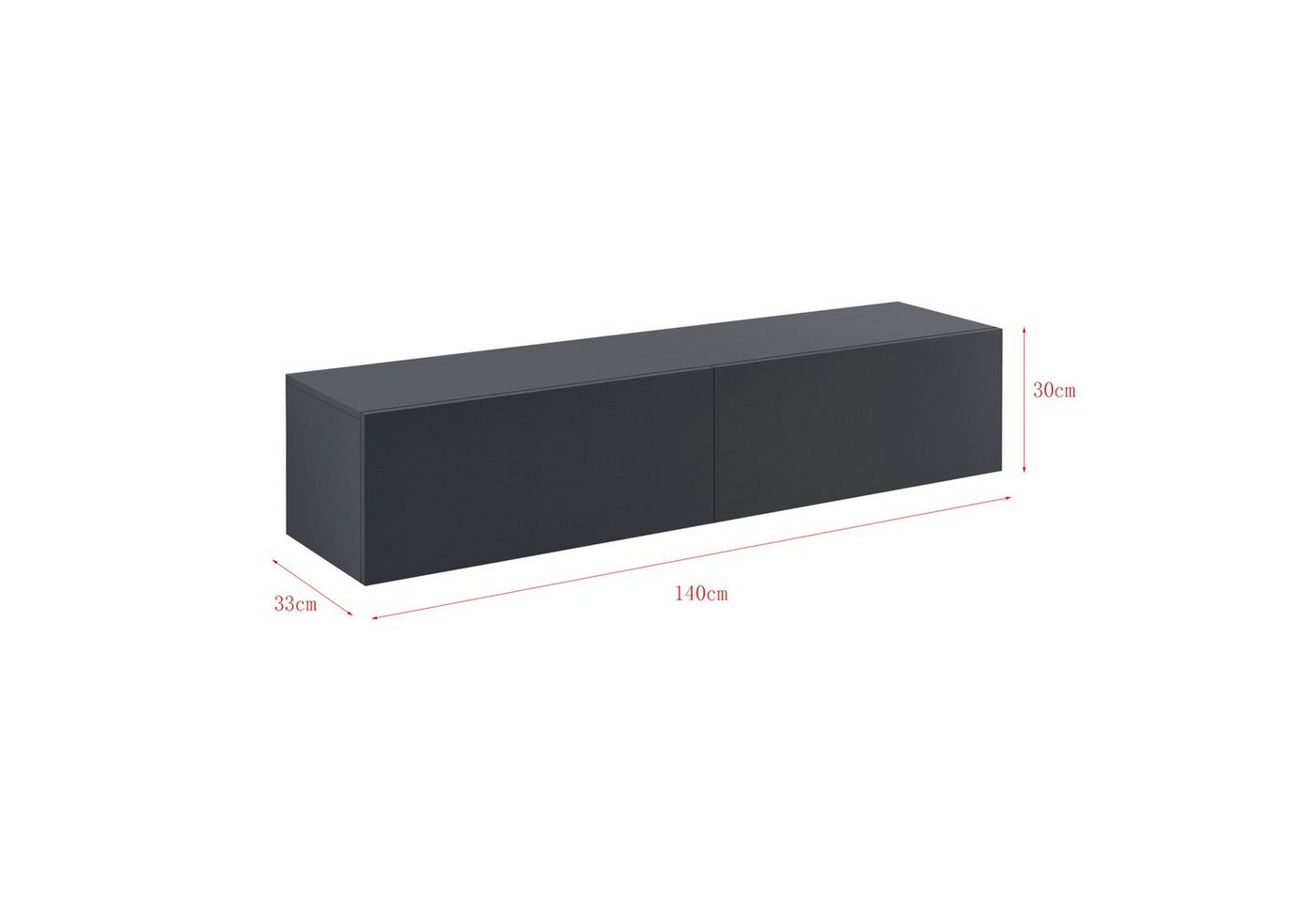 en.casa Hängeschrank »Evaton« mit 2 Klappen 140 x 33 x 30 cm Dunkelgrau, matt Bild 3