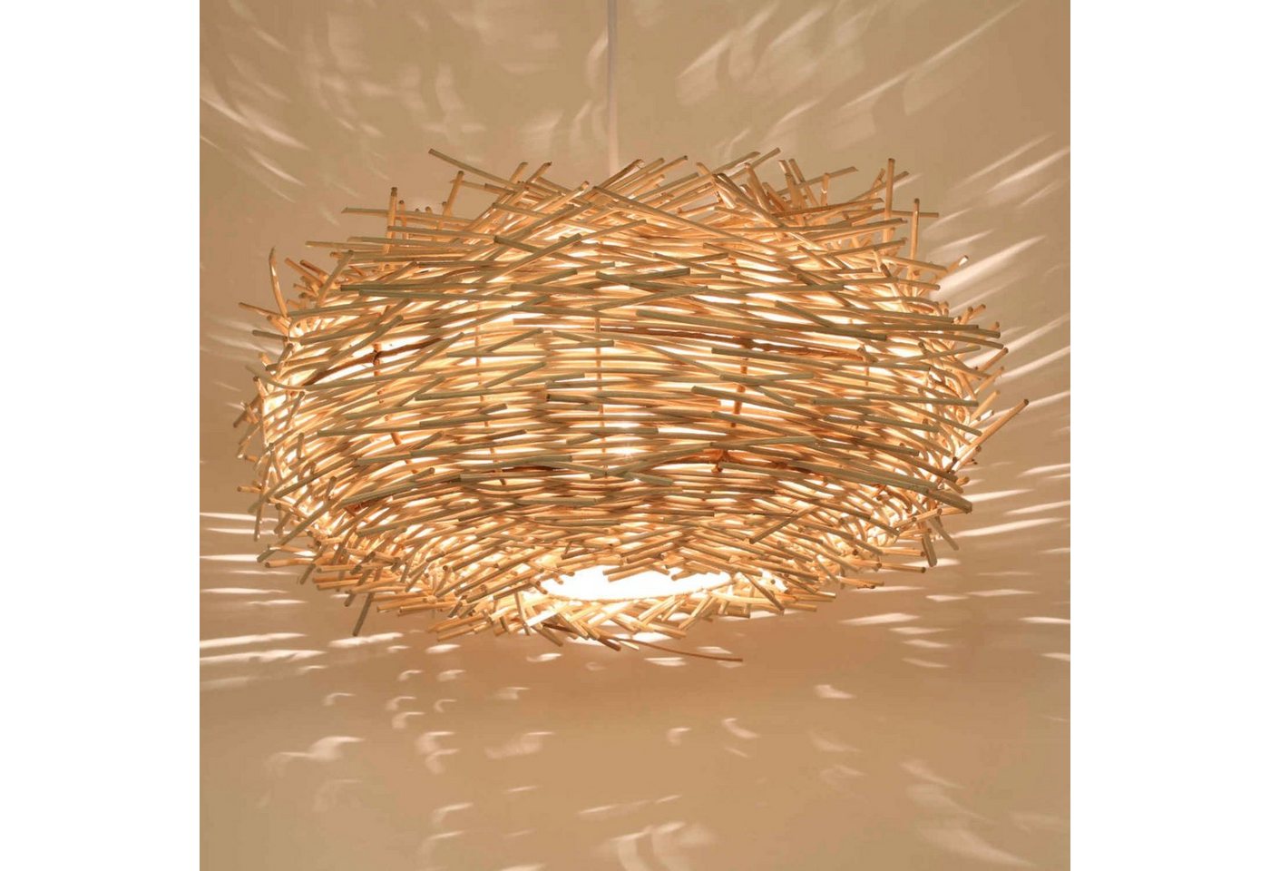 Casa Moro Deckenleuchten Rattan Lampe MIA Korbgeflecht Wohnzimmer Esszimmer Pendelleuchte Boho, ohne Leuchtmittel, handgefertigte Hängeleuchte