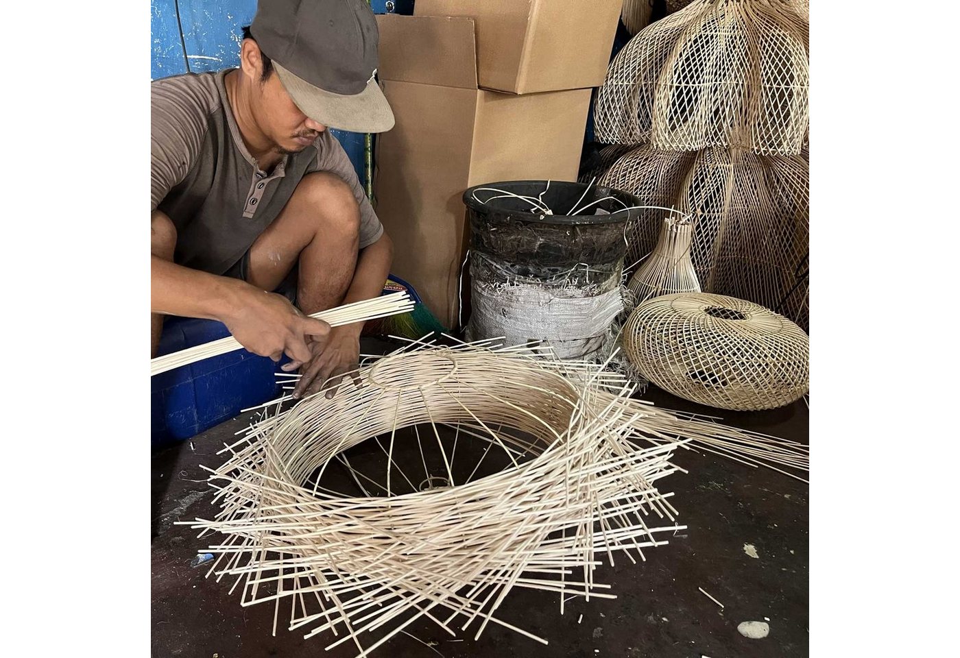 Casa Moro Deckenleuchten Rattan Lampe MIA Korbgeflecht Wohnzimmer Esszimmer Pendelleuchte Boho, ohne Leuchtmittel, handgefertigte Hängeleuchte Bild 4
