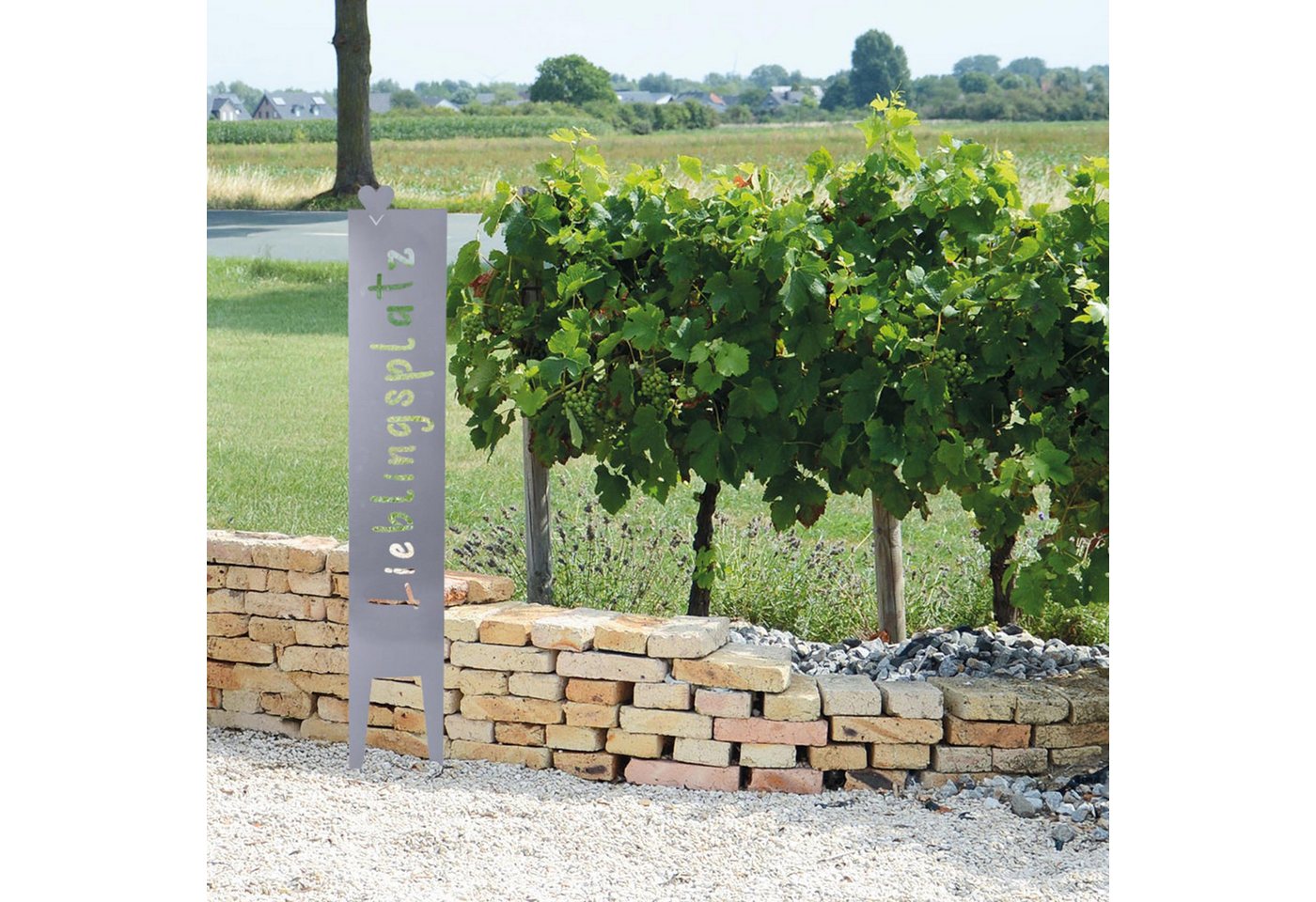 UNUS GARDEN Gartenstecker Gartenstecker groß Schild Lieblingsplatz Metallschild (1-St., ca. 115 x 19,5 cm (HxB) - Silber) Gartenschild Dekospruch Deko Lieblingsplatz Bild 3