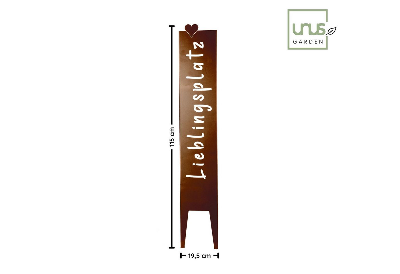 UNUS GARDEN Gartenstecker Gartenstecker groß Schild Lieblingsplatz Metallschild (1-St., ca. 115 x 19,5 cm (HxB) - Silber) Gartenschild Dekospruch Deko Lieblingsplatz Bild 4