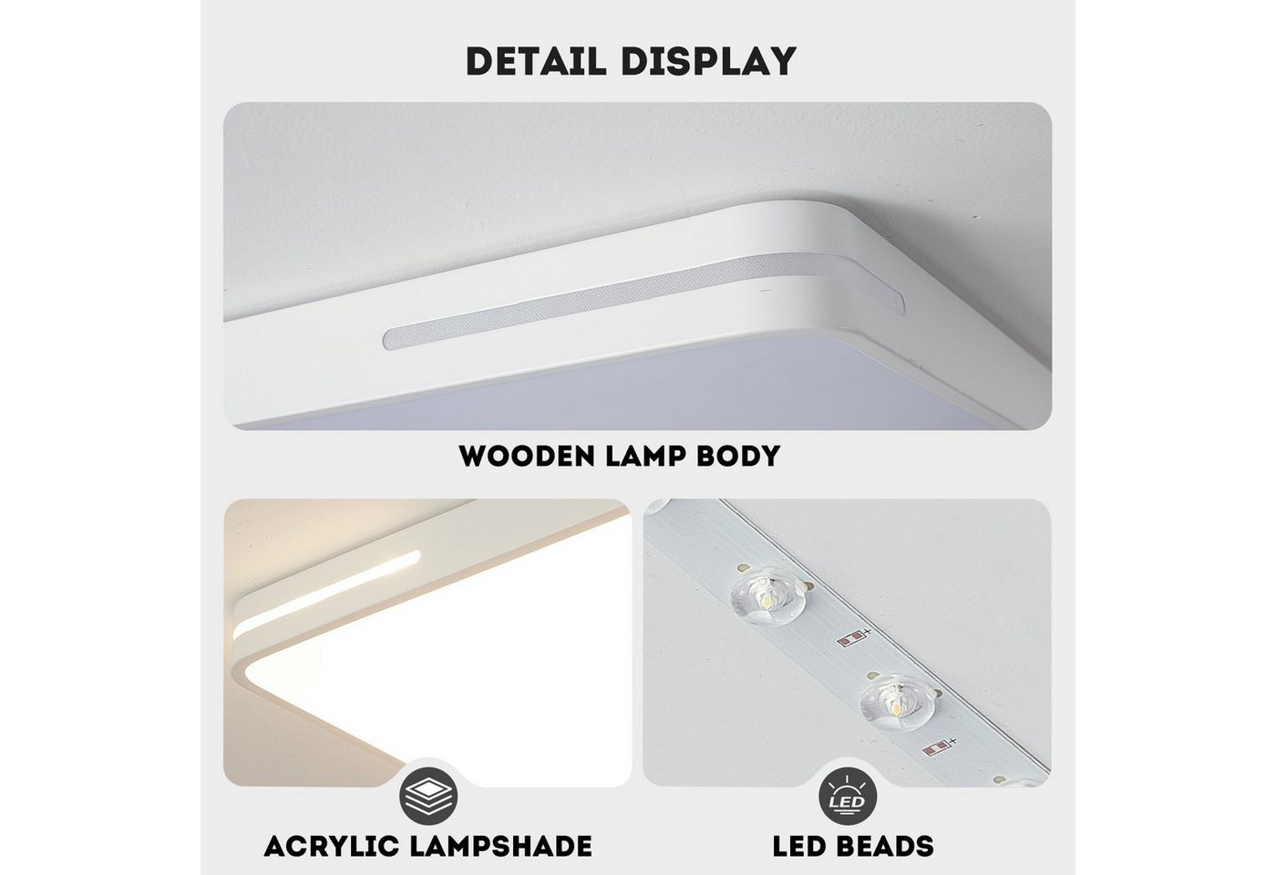 style home LED Deckenleuchte Deckenlampe aus Metal, dimmbar mit Fernbedienung, 192W, LED fest integriert, einstellbar von warmweiß bis kaltweiß, moderne Lampe für Wohnzimmer Schlafzimmer, 90x60x6cm Bild 4