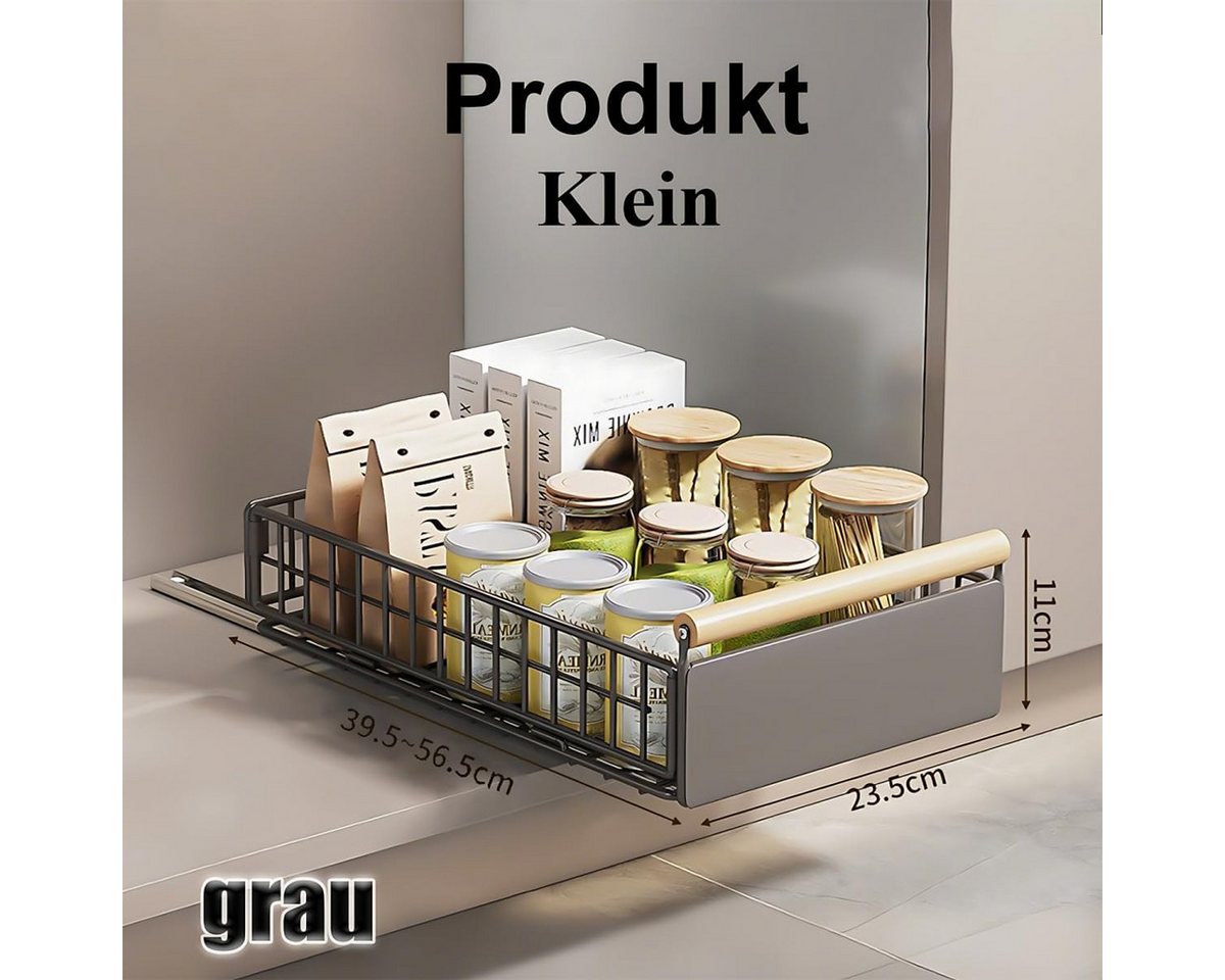 BlingBin Küchenregal Metall Teleskopschublade faltbar ohne Bohren mit rutschfester Matte, 2er Set 2-tlg., Schubladenorganizer für Küchenunterschrank und Badezimmer