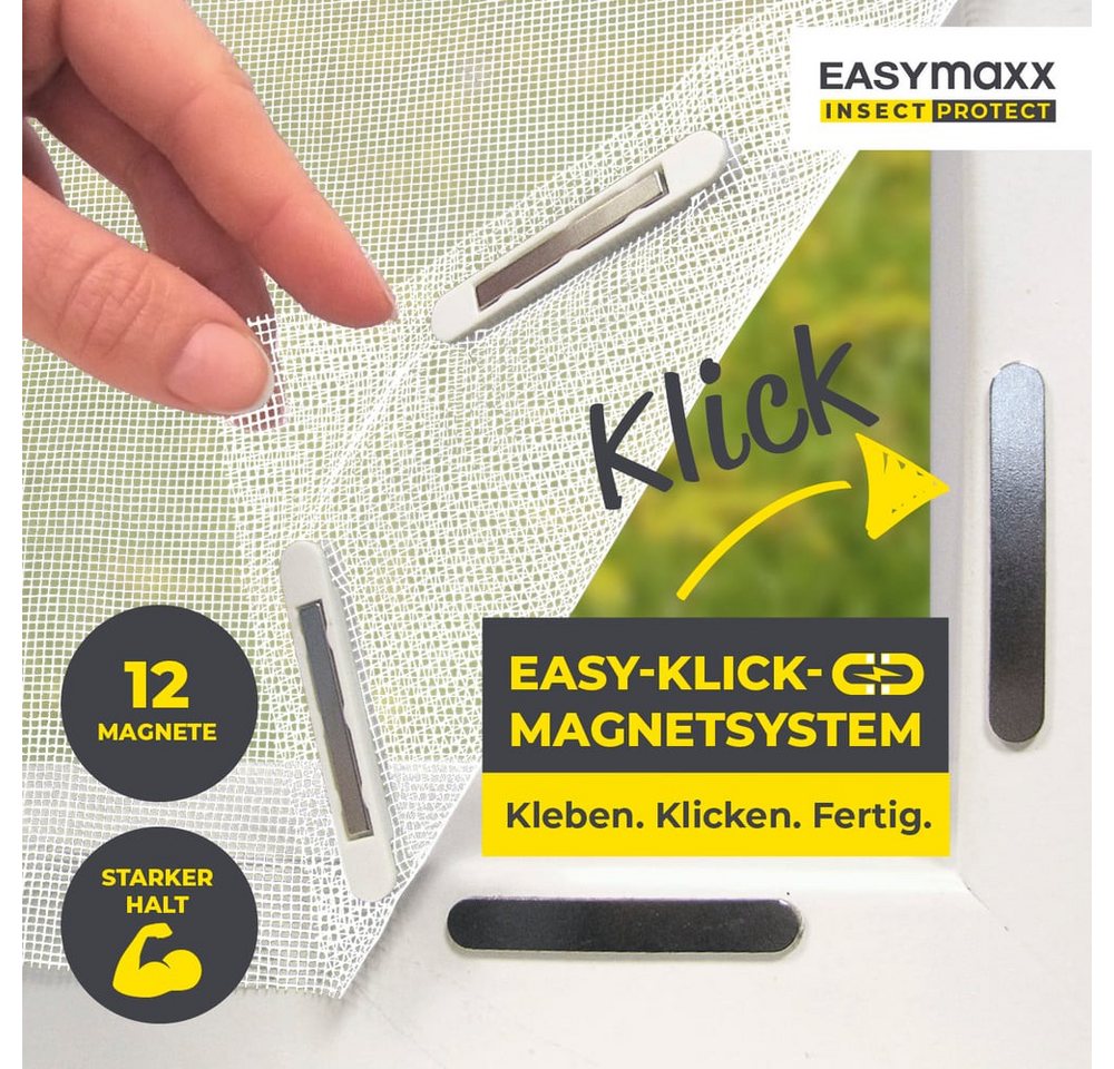 EASYmaxx Insektenschutz-Fensterrahmen Insect Protect Insektenschutzgitter 110 x 130 cm mit Magnetbefestigung, (1-St), Schutz gegen Mücken, Fliegen, Wespen etc. magnetisch leicht anbringbar Bild 4