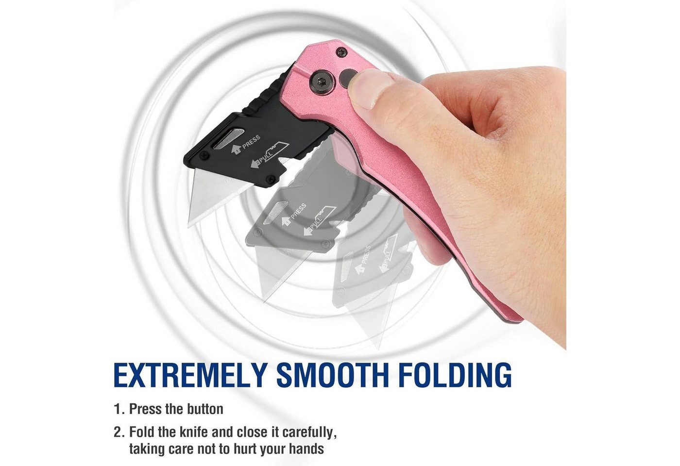 LuxusKollektion Cuttermesser Teppichmesser Klappbar Vollmetall Schnellwechsel 10 Klingen Rosa Bild 5
