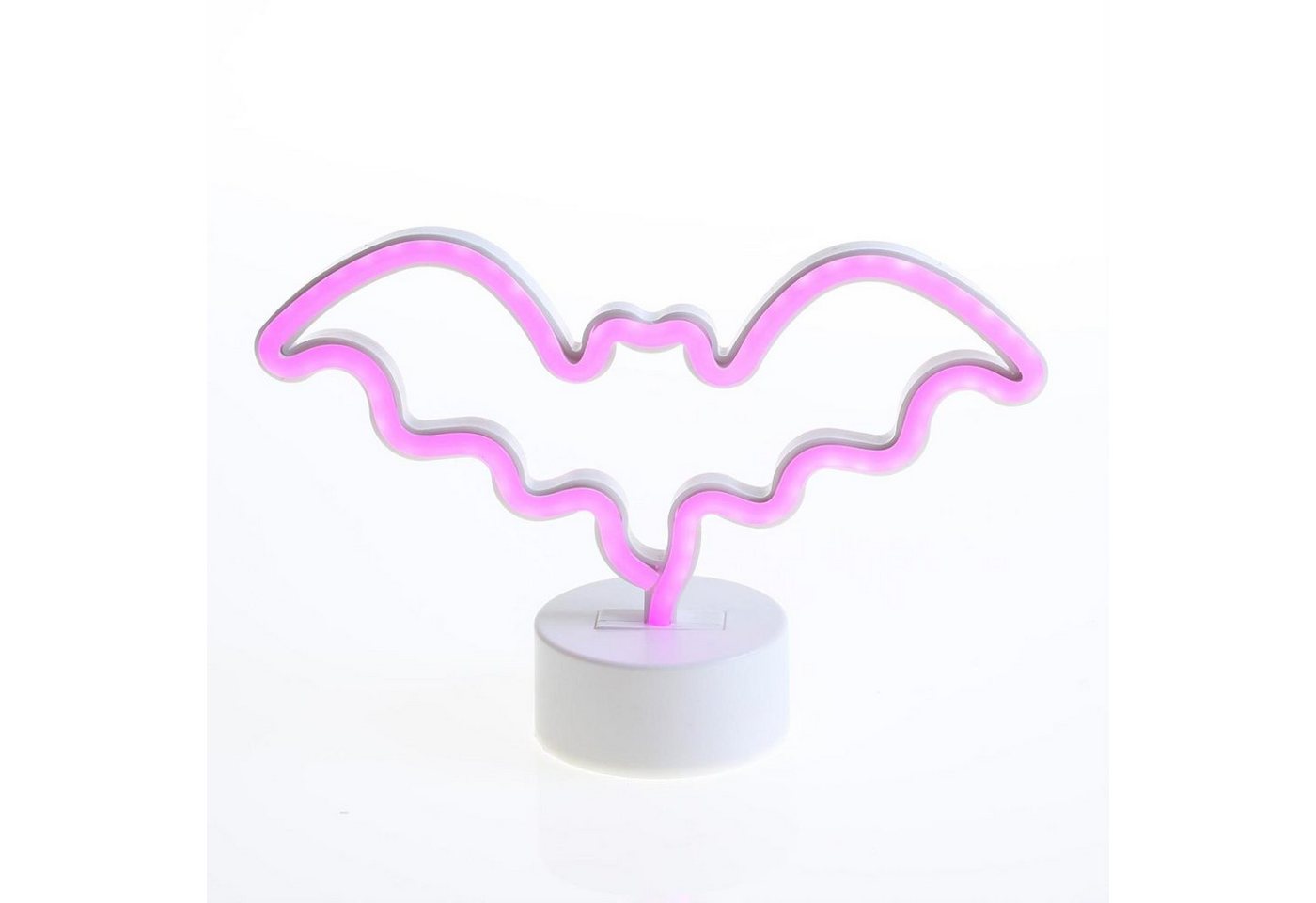 SATISFIRE LED Dekolicht LED NEON Figur Fledermaus Neonlicht Schild Leuchtfigur USB 17cm pink, LED Classic, pink