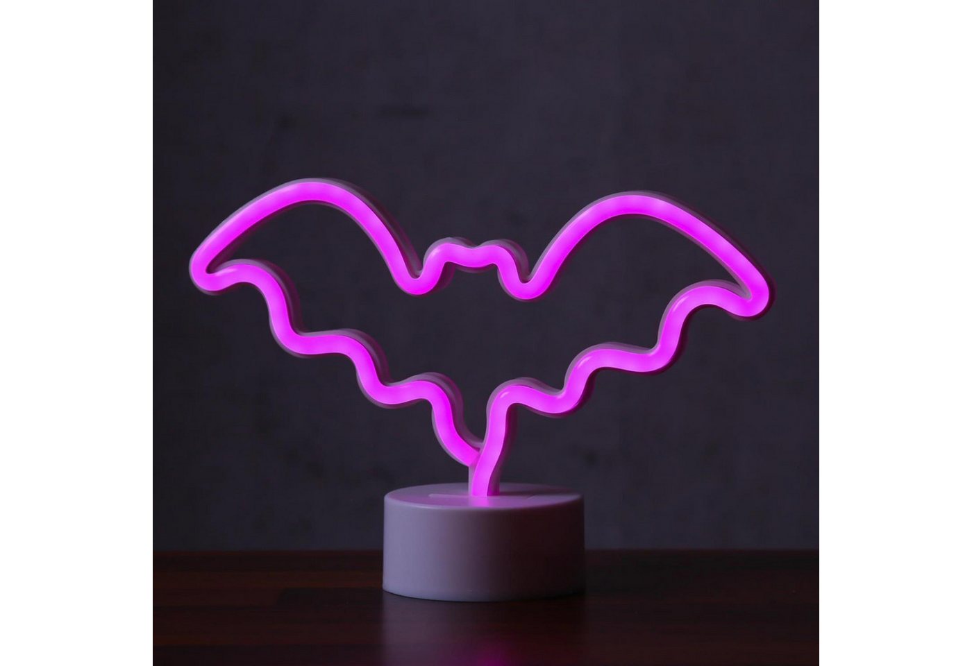 SATISFIRE LED Dekolicht LED NEON Figur Fledermaus Neonlicht Schild Leuchtfigur USB 17cm pink, LED Classic, pink Bild 4