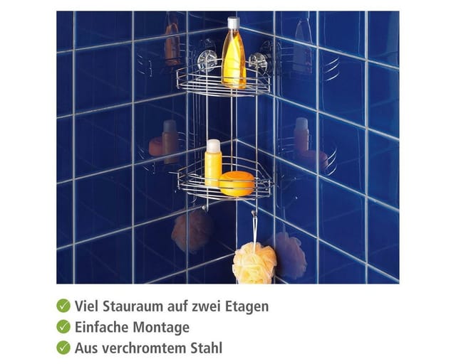 WENKO Eckregal, BxH: 23 x 43 cm, Stahl - silberfarben