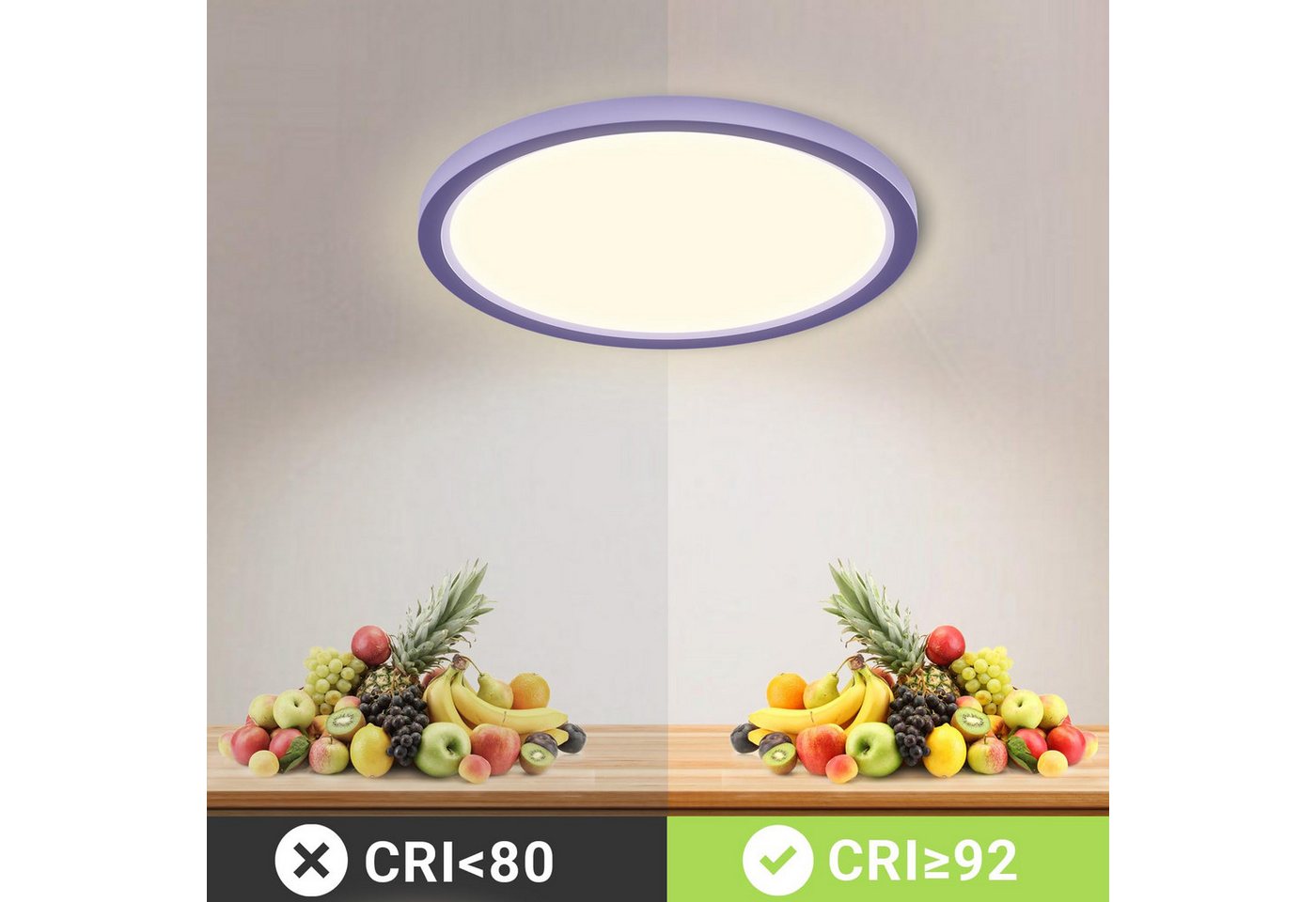 LQWELL LED Deckenleuchte Moderne Natürliche Farben Augenschutz Deckenbeleuchtung Lampe 23W, LED fest integriert, Warmweiß (3000K)/ Neutralweiß (4000K)/ Kaltweiß (6000K), für Wohnzimmer Badezimmer Schlafzimmer Küche Balkon Keller Büro