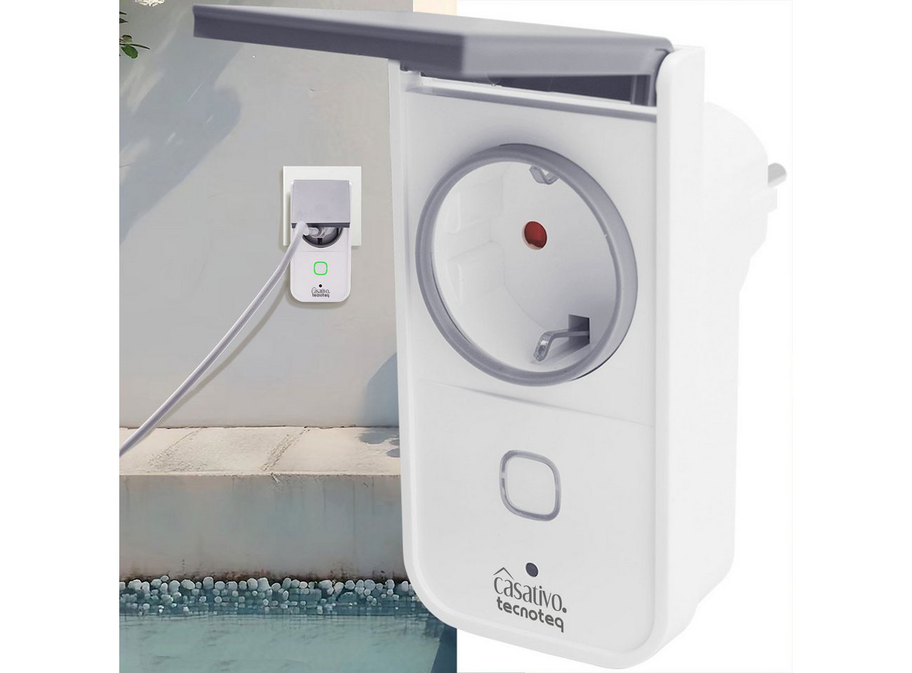 Casativo WLAN-Steckdose Smarte WLAN Outdoor-Steckdose IP44, Wetterfeste Garten-Steckdose, 2-St., 1er/2er/3er-Set, IP44, Stromzähler, Timer & Alexa/Google Home Bild 3