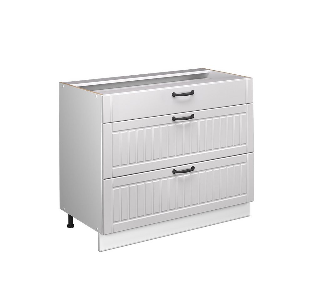Vicco Unterschrank Fame-Line, Weiß Landhaus/Weiß, 100 cm ohne Arbeitsplatte (1-St) Bild 4