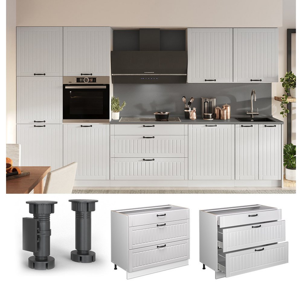 Vicco Unterschrank Fame-Line, Weiß Landhaus/Weiß, 100 cm ohne Arbeitsplatte (1-St) Bild 5