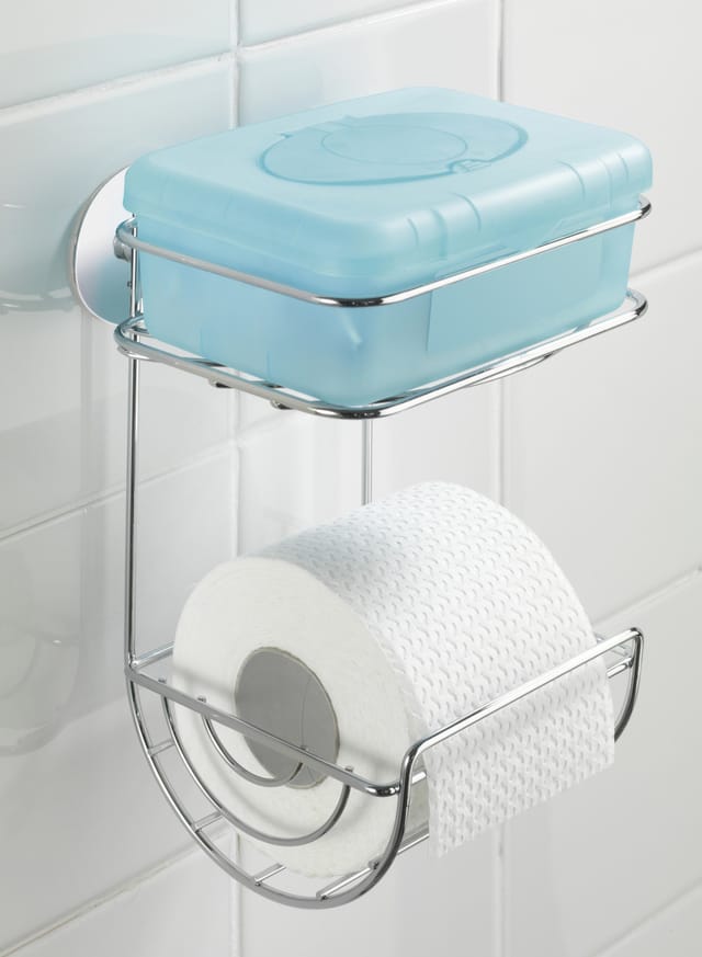WENKO Toilettenpapierhalter, Stahl, chromfarben - silberfarben