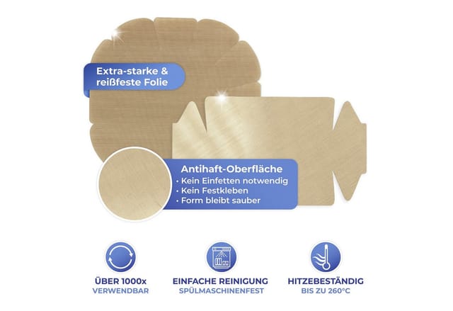 Maximex Antihaft-Backform-Zuschnitt eckig und rund 2-teilig, wiederverwendbar, spülmaschinengeeignet - braun