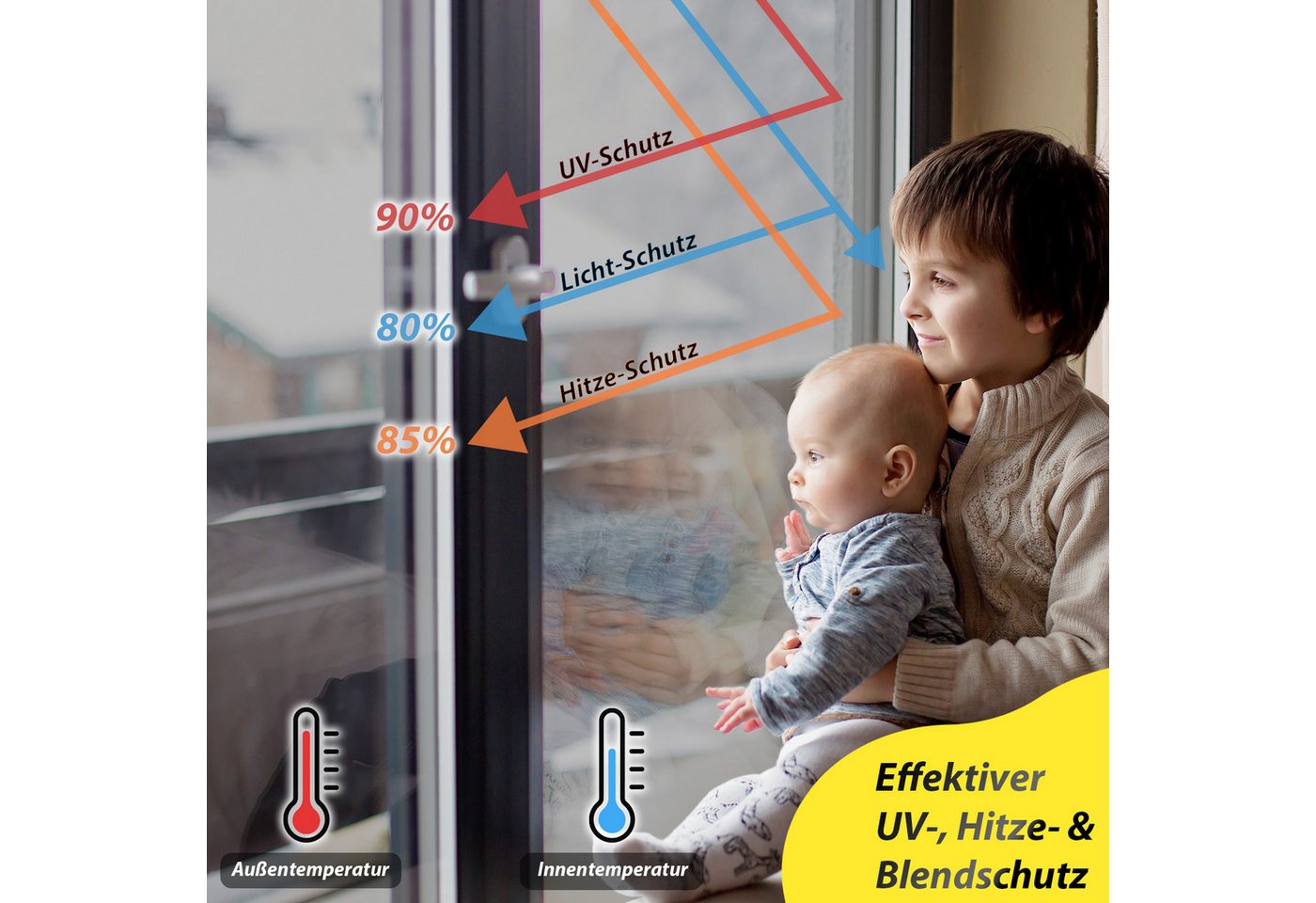 Midori Fensterfolie, glatt, Sonnenschutz-Fensterfolie UV-Schutz Spiegelfolie 44,5 x 200 cm Bild 4