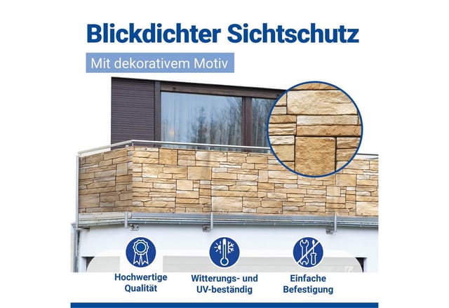 Maximex Balkonsichtschutz »Mauer «, Polyethylen/Polyamid, HxL: 85 x 500 cm - bunt