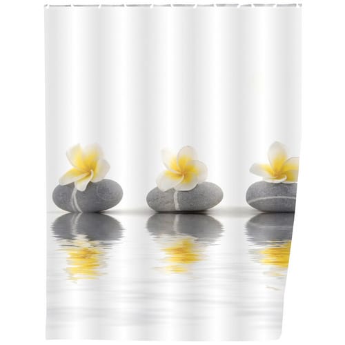WENKO Duschvorhang »Stones with Flower«, BxH: 180 x 200 cm, Steine/Blumen, mehrfarbig - bunt