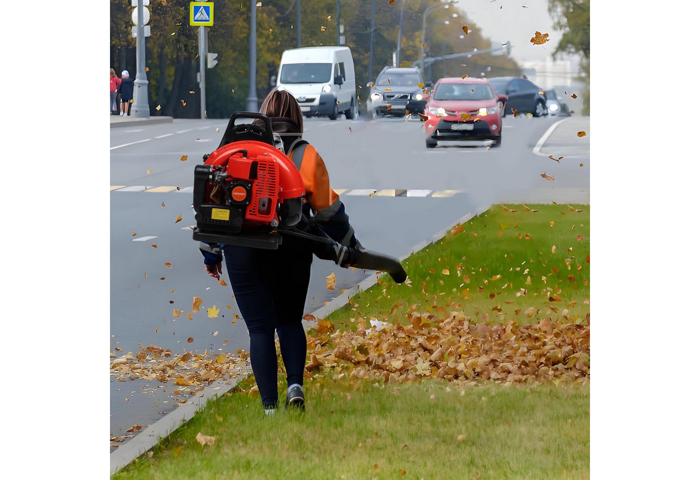 Rutaqian Benzin-Laubbläser Benzin-Laubbläser, 63CC-Benzin-Rucksack-Laubbläser 665CFM 2-Takt, Laubbläser, Schneefräse für Rasenpflege, Garten, Staub und Schmutz Bild 4