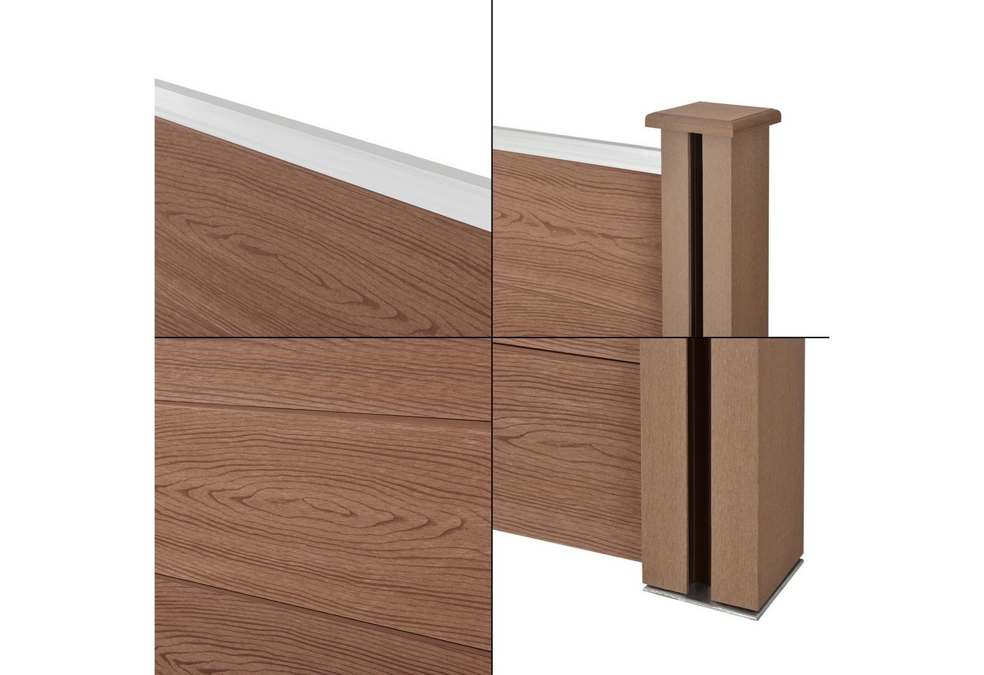 neu.holz Gartenzaun, (mit Pfosten), »Utrera« Lamellenzaun mit Schräge WPC Sichtschutz 183x451cm Braun