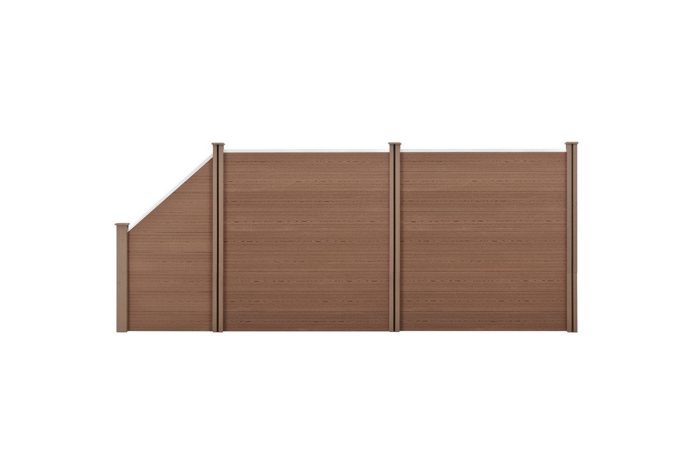 neu.holz Gartenzaun, (mit Pfosten), »Utrera« Lamellenzaun mit Schräge WPC Sichtschutz 183x451cm Braun Bild 5