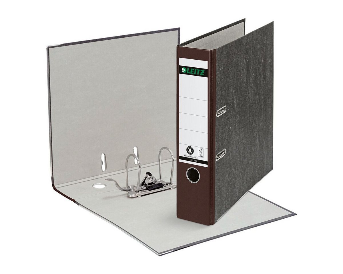 LEITZ Aktenordner Leitz Ordner 1080 DIN A4 Rückenbreite: 80 mm Braun Wolkenmarmor 2 Büge Bild 2