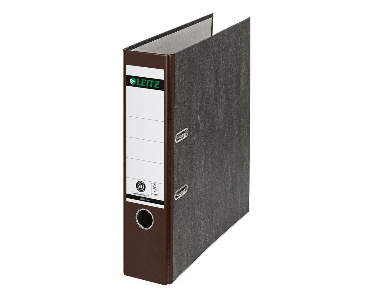 LEITZ Aktenordner Leitz Ordner 1080 DIN A4 Rückenbreite: 80 mm Braun Wolkenmarmor 2 Büge Bild 3
