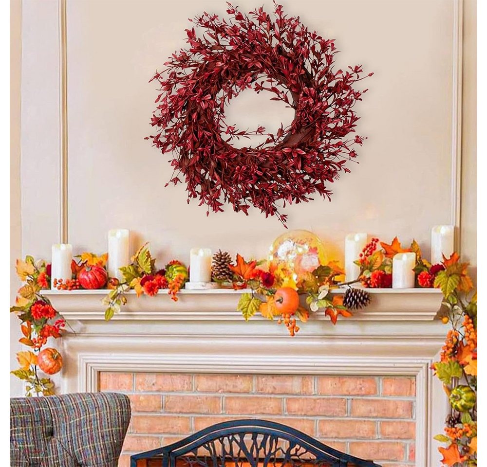 CLTYQ Dekokranz 43 cm Realistischer Herbstkranz, ideal für die Haustür, Außenbereich, Innen- und Außendekorationen, Herbst-Hausschmuck und Halloween Bild 4