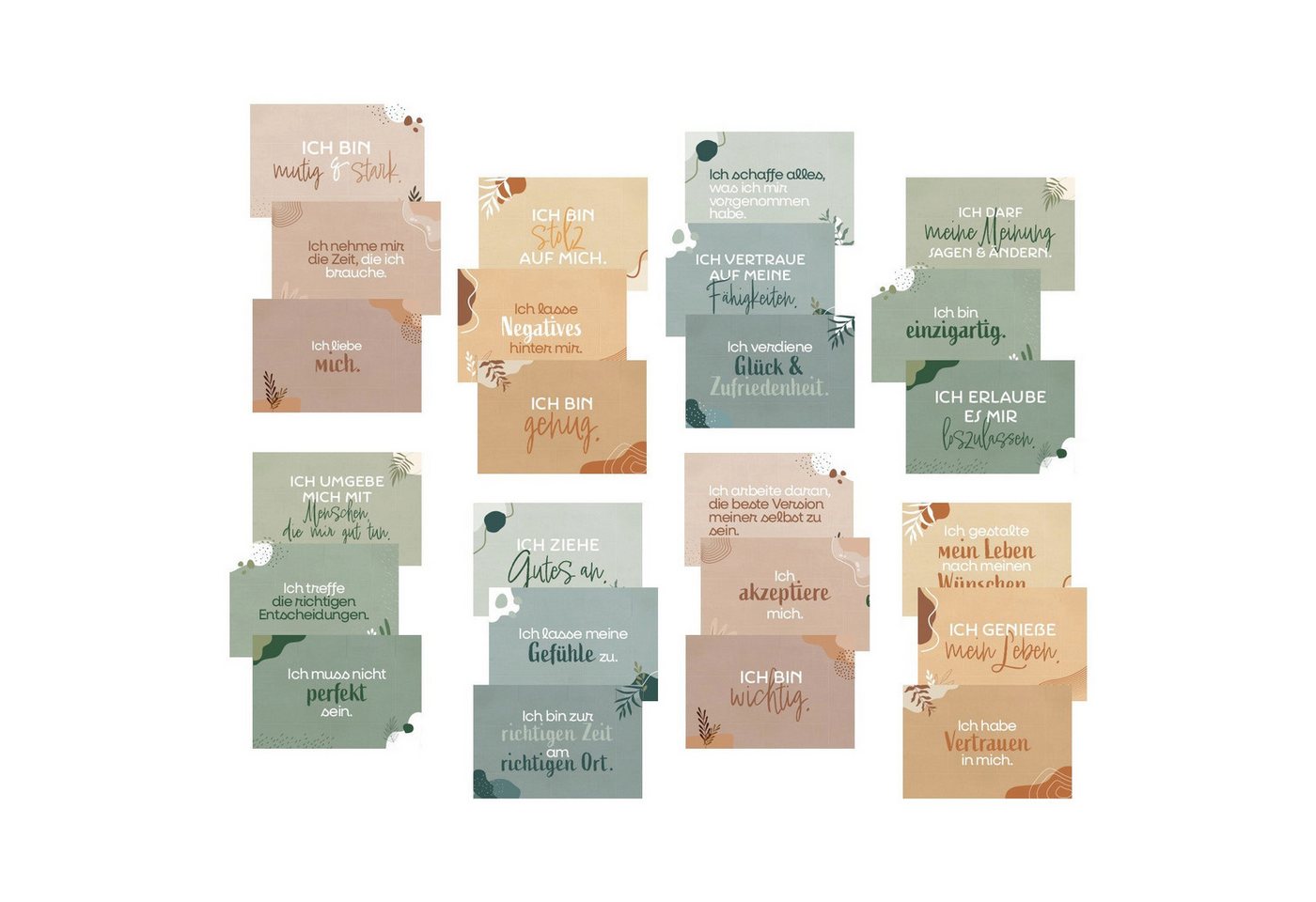 Logbuch-Verlag Klappkarte 24 Affirmationskarten für Erwachsene positives Mindset boho pastell Bild 2