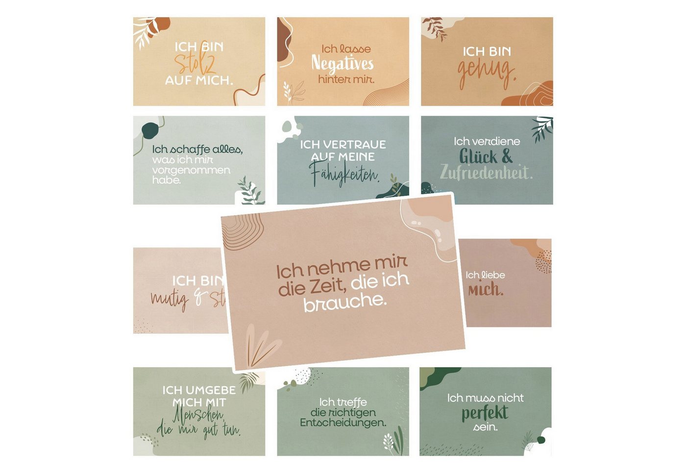 Logbuch-Verlag Klappkarte 24 Affirmationskarten für Erwachsene positives Mindset boho pastell Bild 3