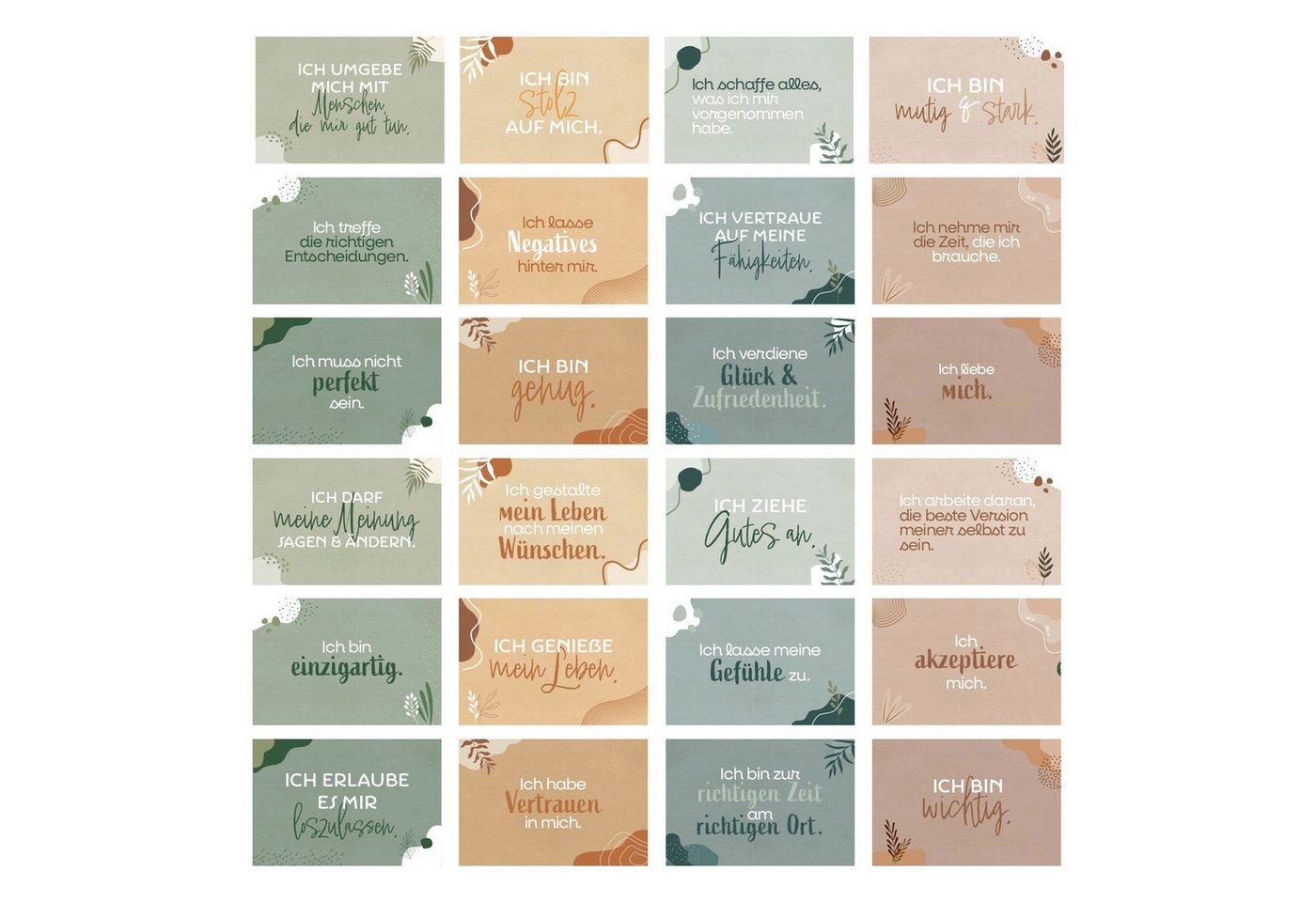 Logbuch-Verlag Klappkarte 24 Affirmationskarten für Erwachsene positives Mindset boho pastell Bild 4