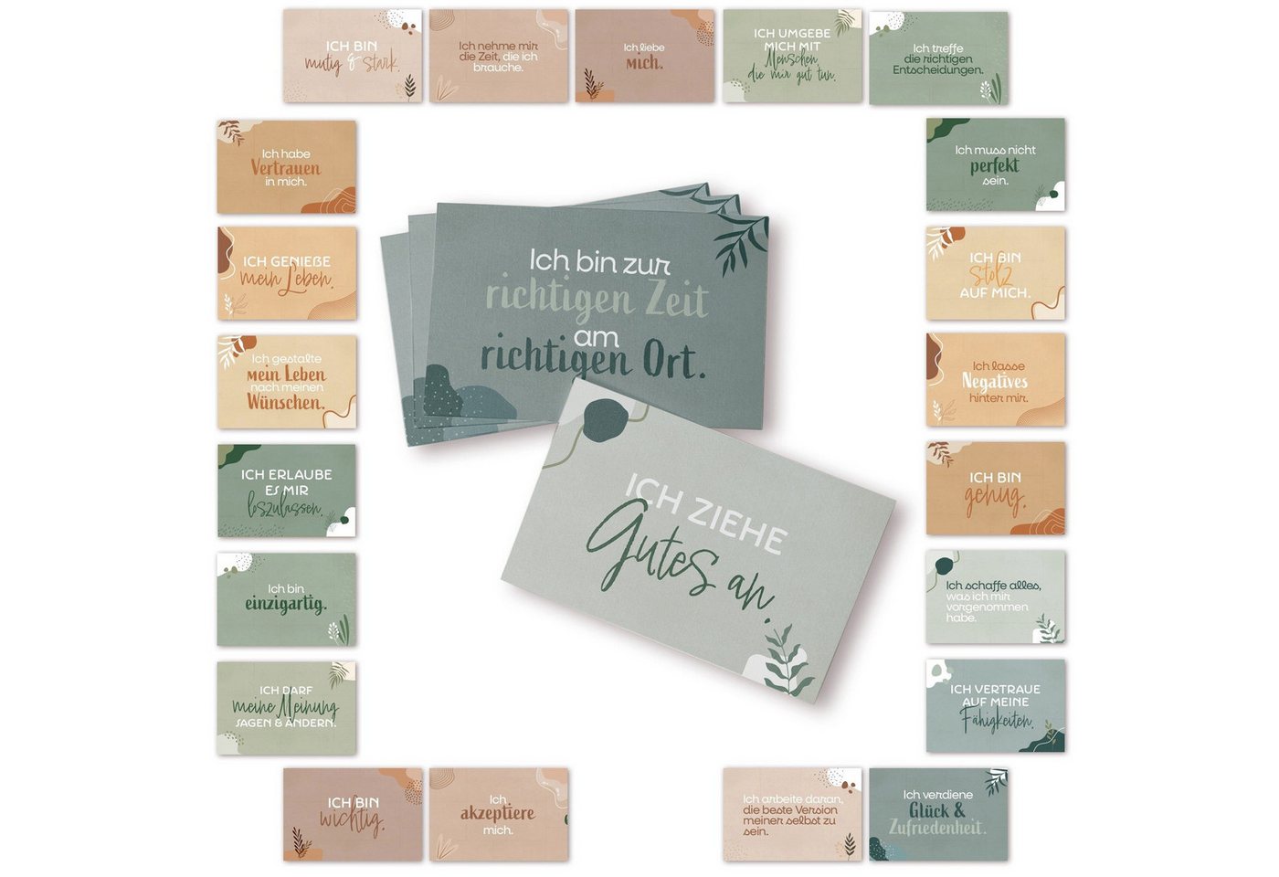 Logbuch-Verlag Klappkarte 24 Affirmationskarten für Erwachsene positives Mindset boho pastell Bild 5