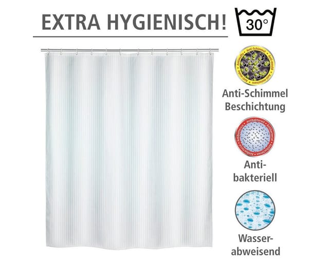 WENKO Duschvorhang »Palais «, BxH: 180 x 200 cm, Uni, weiß - weiss