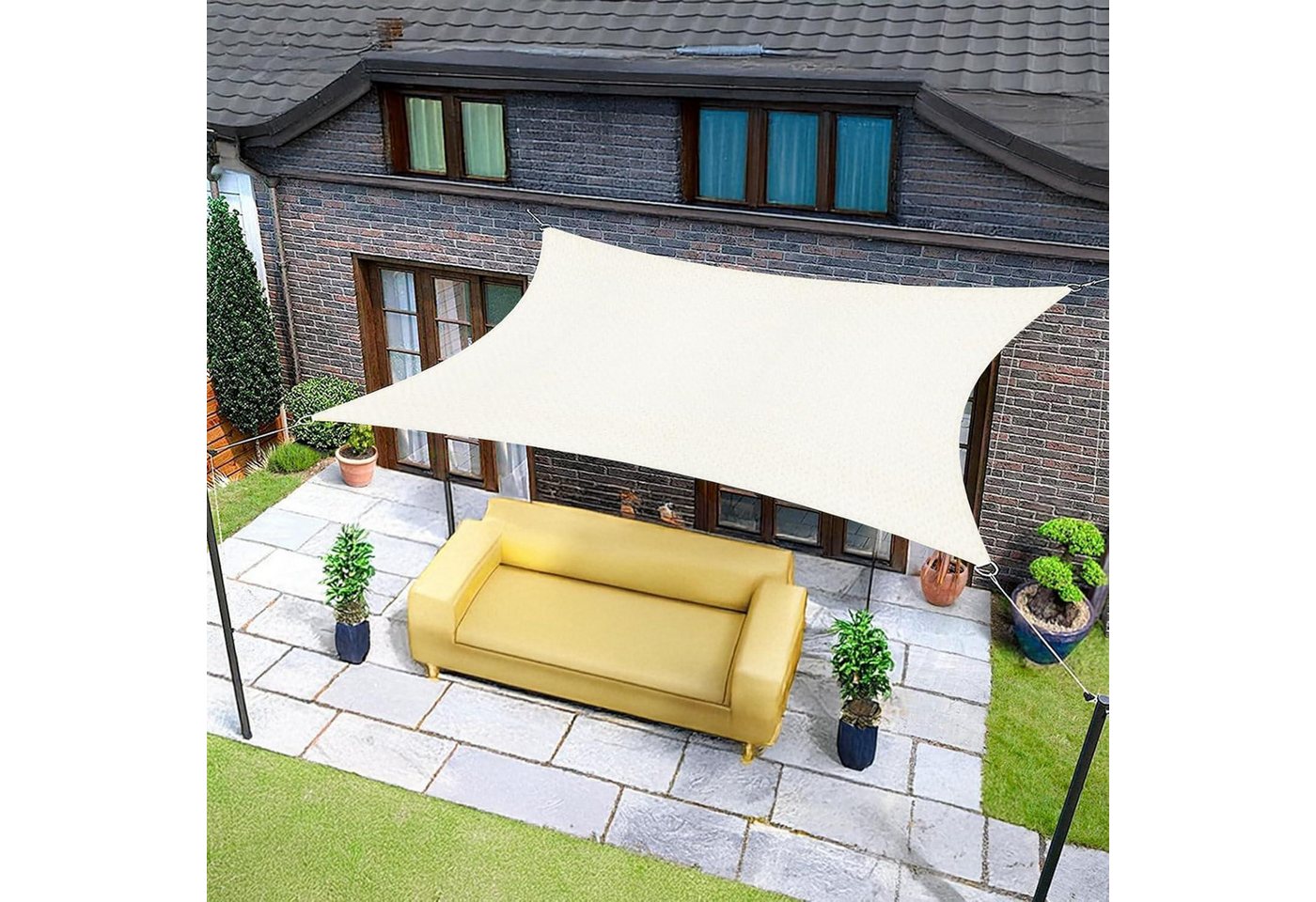 LuxusKollektion Sonnensegel Sonnensegel Rechteckig Wasserdicht 95UVSchutz Garten 3x4 Creme Bild 3