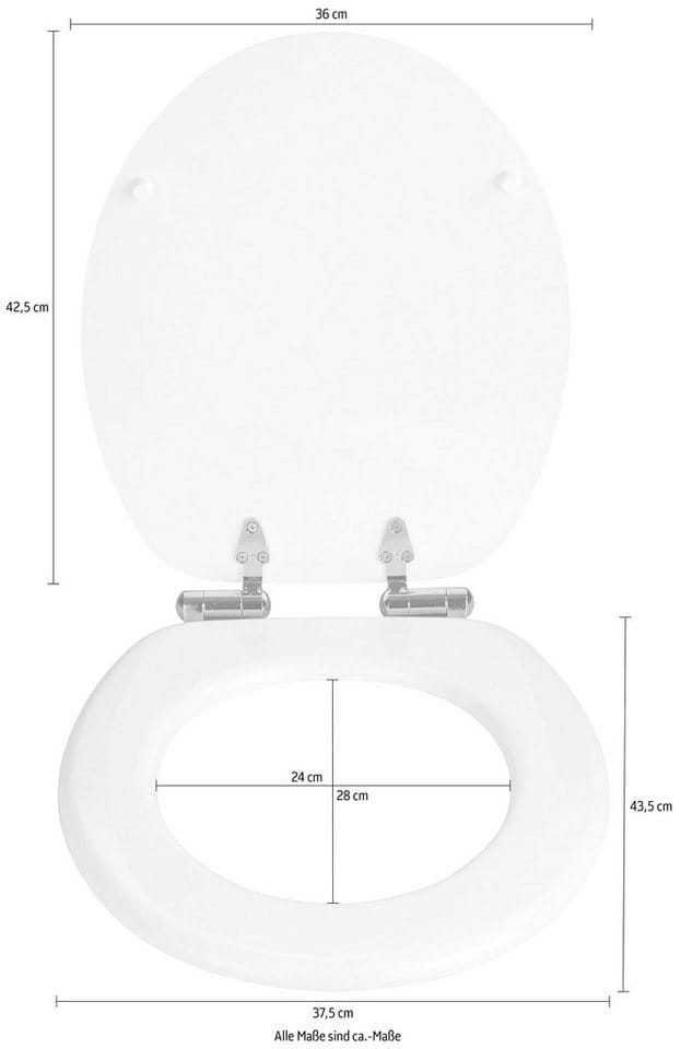 WENKO WC-Sitz »Urbino«, MDF, oval, mit Softclose-Funktion - weiss