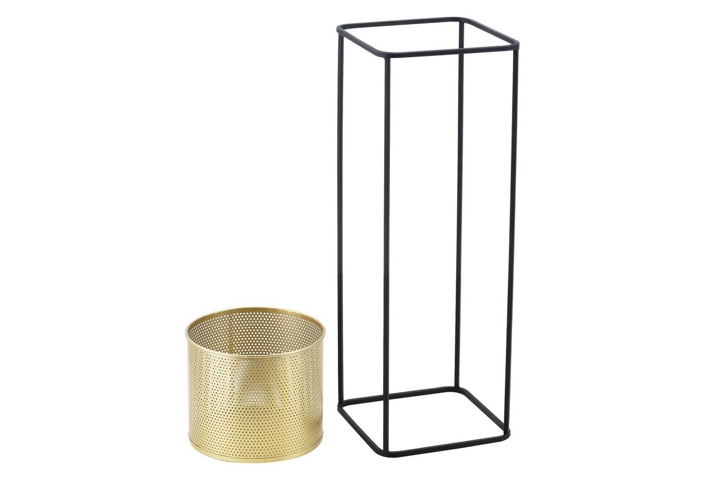 en.casa Blumenständer (Set, 2er), »Mettet« Pflanzenständer 2er Set Metall Goldfarben/Schwarz