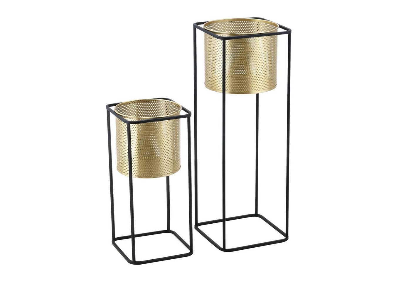 en.casa Blumenständer (Set, 2er), »Mettet« Pflanzenständer 2er Set Metall Goldfarben/Schwarz Bild 3